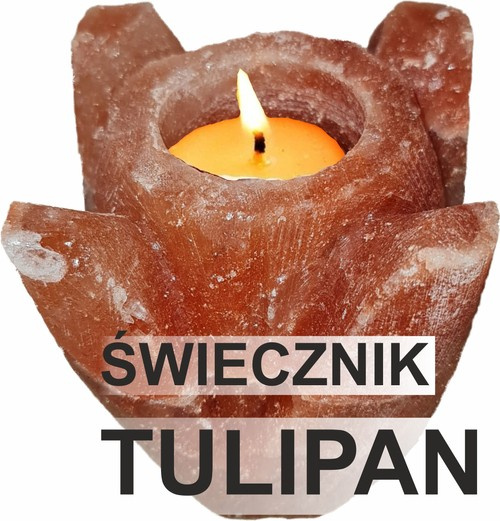 Świecznik solny tulipan himalajski sól premium